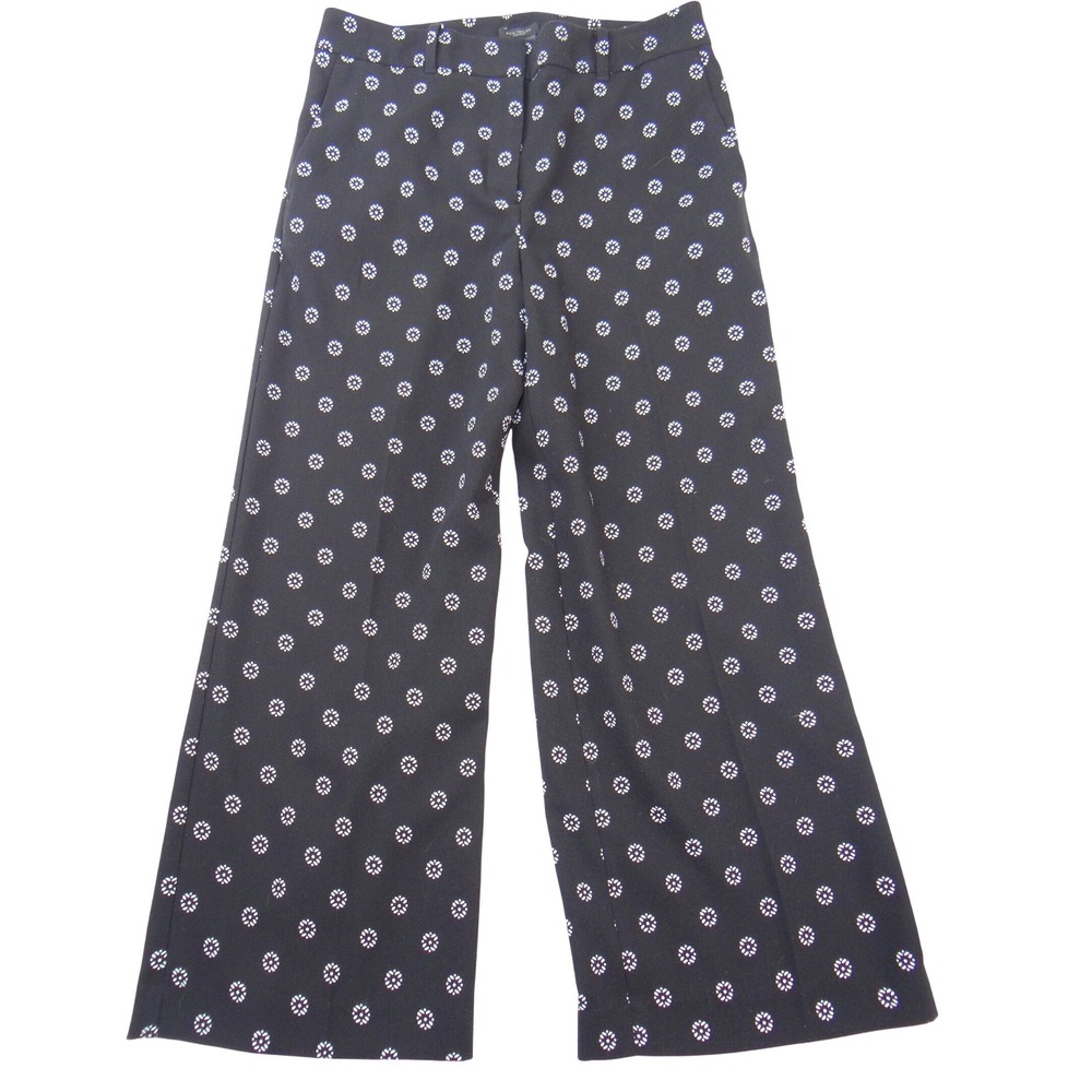 Ann Taylor Factory Womens Black White Floral Medallion Wide Leg Pants Size 4